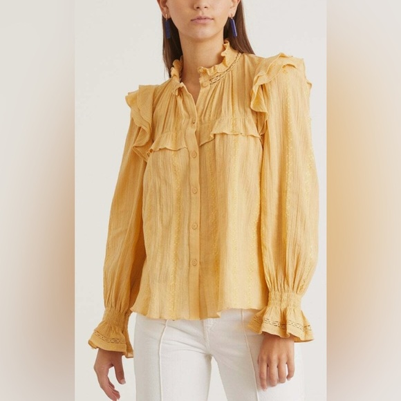 Isabel Marant Etoile Jatedy yellow blouse in honey NWT - Picture 3 of 10